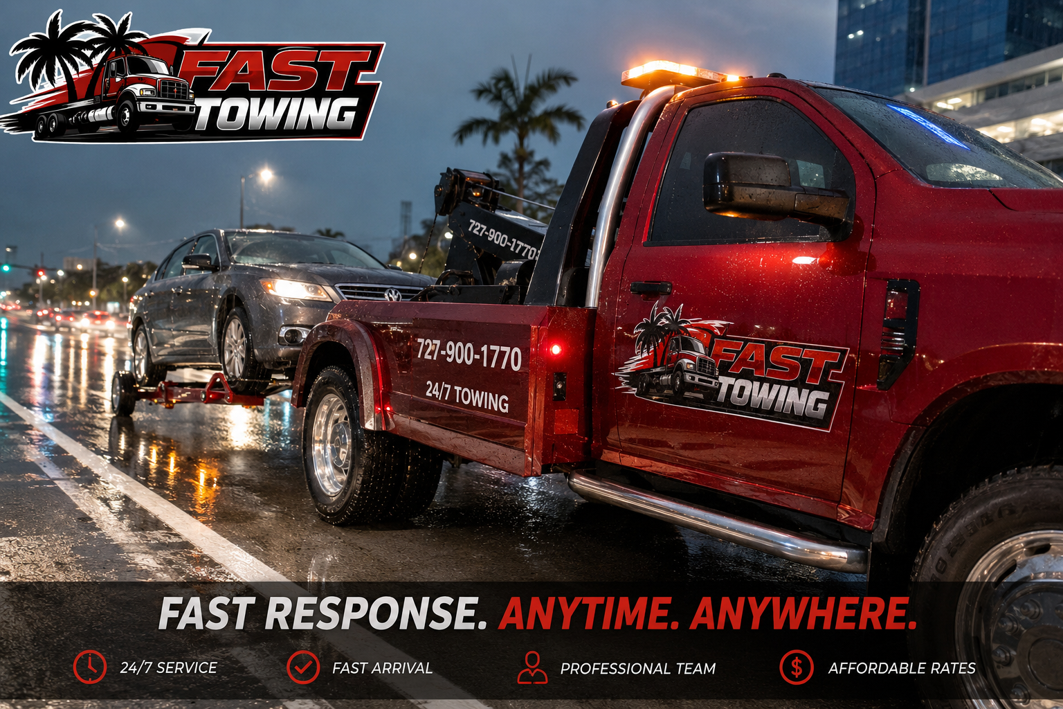 Fast Towing truck working