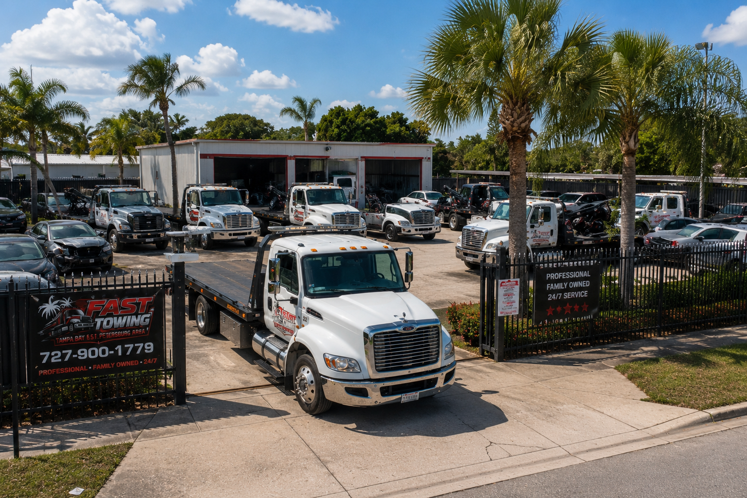Fast Towing secure tow yard in Tampa Bay and St. Pete area